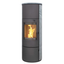 Speicherofen München XL Stahl gussgrau Kaminofen 7kw Holzofen Schwedenofen