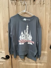 Disney Parks Gray Pink Castle Crewneck Sweatshirt Walt Disney World Womens Large