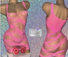 EXOTIC DANCER: 1 PIECE PINK DRESS WITH RHINESTONES NIPPLE COVERS INCLUDED 