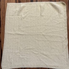 Baby Blanket Knitted Soft Yellow Hand Made 30 In By 30 In