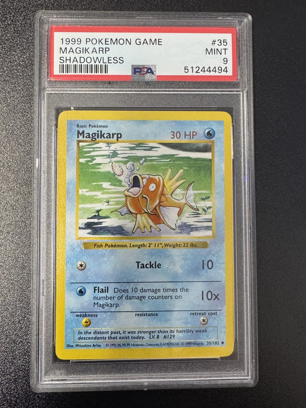 1999 Pokemon Game Magikarp #35 Shadowless PSA 9