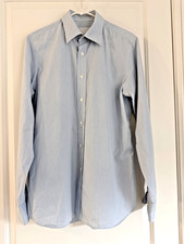 Prada Light Blue Striped Collared Dress Shirt Size 40 - 15 3/4 IT