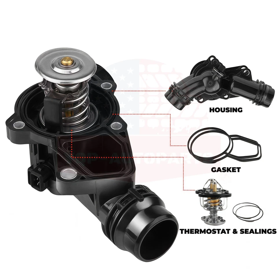 Thermostat Housing w/ Gasket for BMW E46 323i 325i 328i 330i 525i 528i X3 X5 Z3 Foto 4 de 4