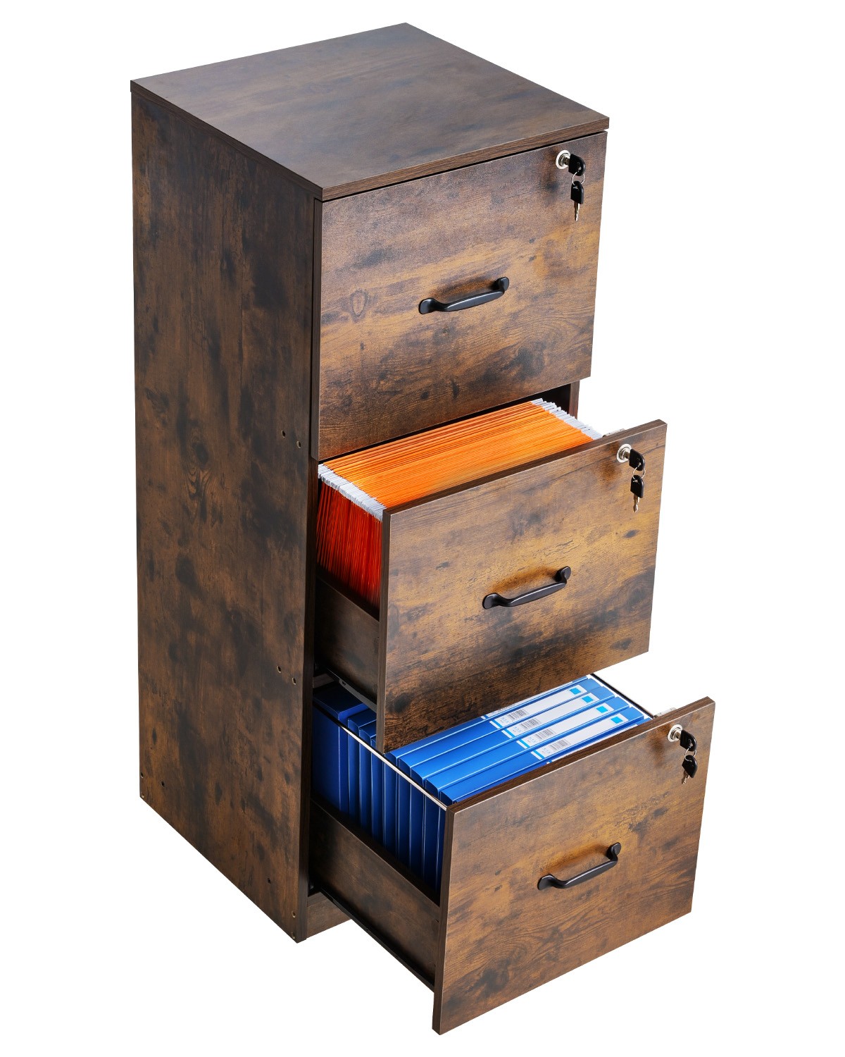 VEVOR 3 Drawer File Cabinet Vertical Filing Cabinet with Lock for Home Office