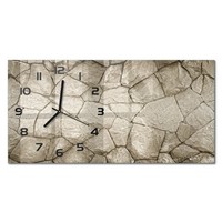 Wanduhr Im Querformat Glasuhr Aus Glas Steinmauer Schwarze Zeiger 60X30 Cm