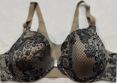 Soma Vanishing Back Front-Close Full Coverage Bra Black Lace Tan Nude 36 C Or B