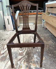 Brown Dark Wood Dining Chair Frame, Armless Carved Backrest, No Seat