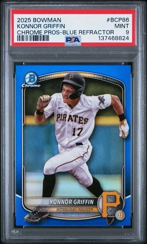 2025 Bowman KONNOR GRIFFIN #BCP-86 Chrome Prospect Blue Refractor/150 PSA 9 MINT