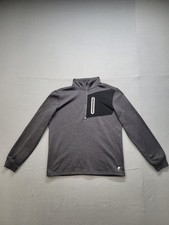Fila Men Sweater M Gray Stand Up Collared Long Sleeve 1/4 Zip Logo Outdoor