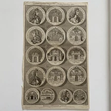 Antique Royalty  Engraving Medals of King William III and Queen Mary II