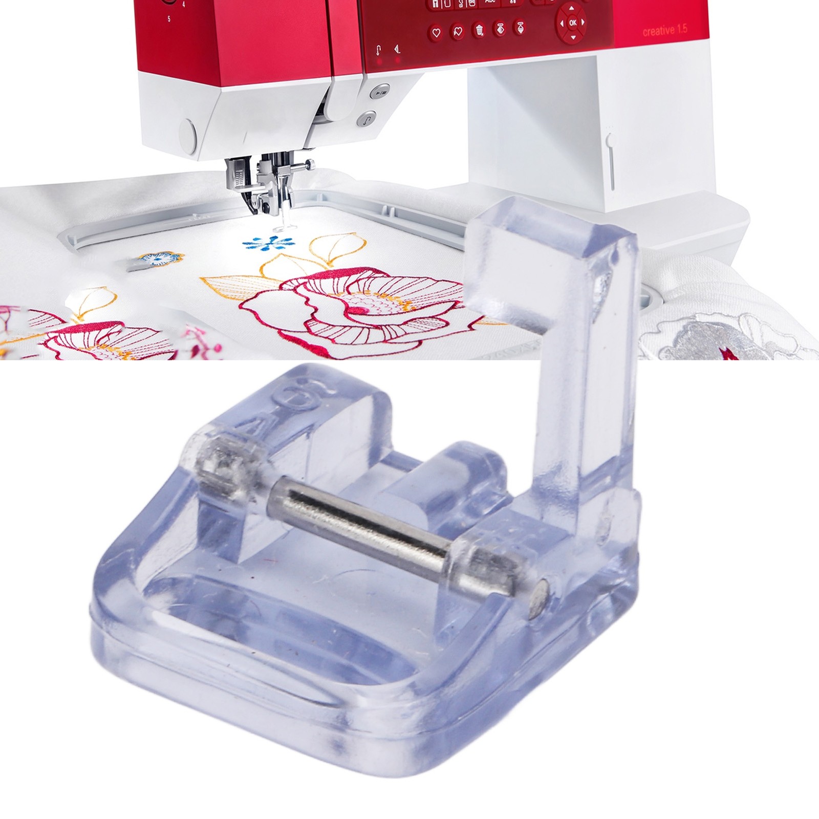 Transparent Snap On Embroidery Presser Foot For Sewing Work Easy To Use