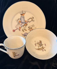 Vintage Lenox Special 3 Pc Child's dinnerware set “Stick Pony” plate bowl cup