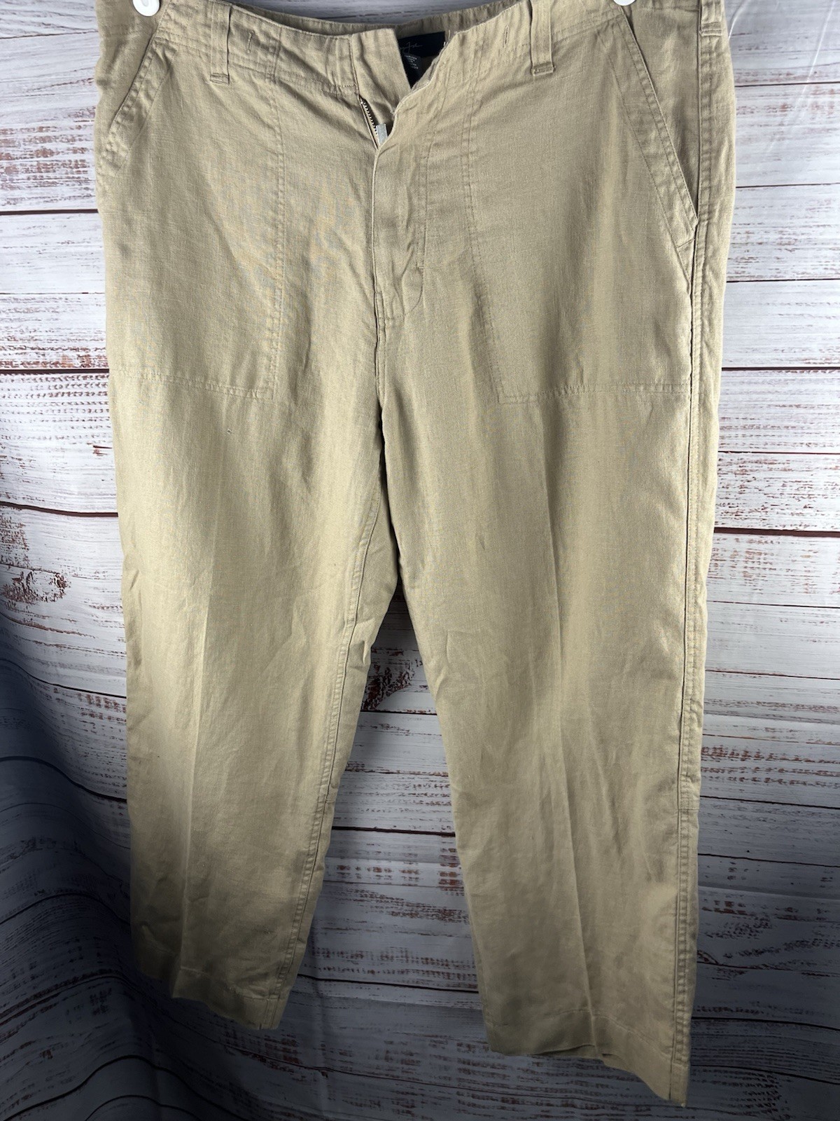 Sean John Mens 38 Beige Linen Straight Leg Casual Pants