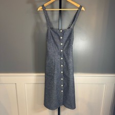 Madewell Chambray Button Front Midi Dress Blue Cotton Strappy Size 10