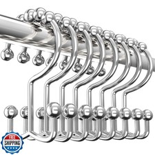 Utopia Bedding Double Glide Roller Set of 12 Shower Curtain Hooks, Double Sid