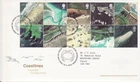 GB Stamps First Day Cover British Coastlines, beach, sea, cliff, boat SHS 2002