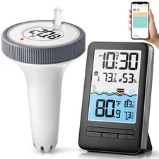 Wireless Wifi Pool Thermometer with Easy-to-Read 4" Digital LCD Display