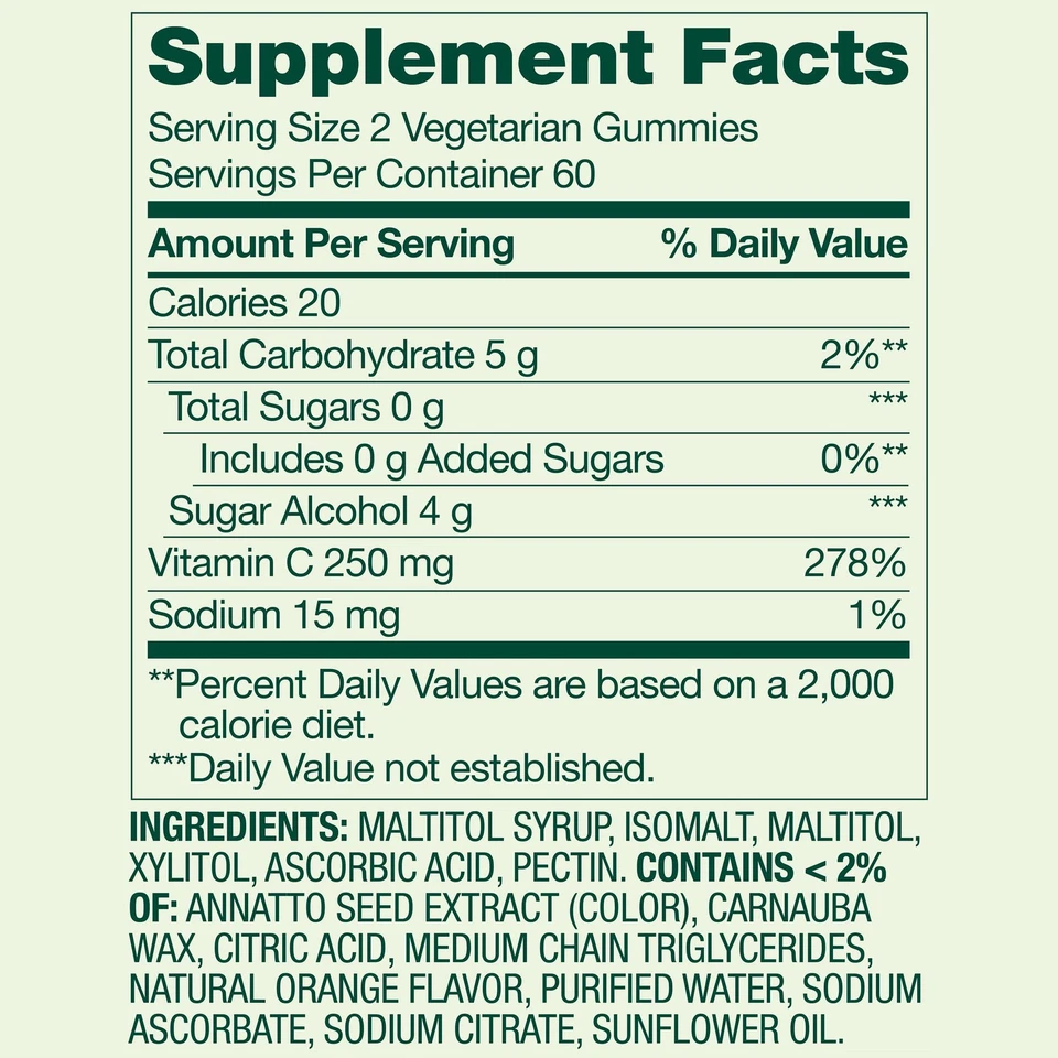 Spring Valley Zero Sugar Vitamin C Gummies Dietary Supplement, 250 mg, 120 Count - Image 2 of 4
