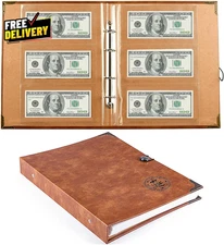 120 Pockets Currency Paper Money Collection Book Album Dollar Bill Holder Sle...