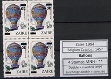 [2845] Zaire 1994 aviation ballons stamps VF MNH (4x) with inverted OVPT