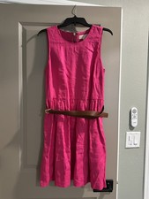 Michael Kors Linen Sleeveless Tank Dress, Zipper Back  - Hot Pink - Size 12