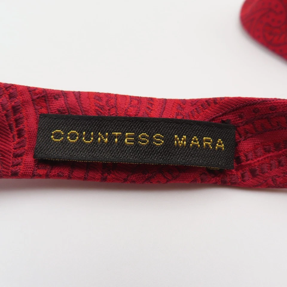 Smoking formal de seda Countess Mara gravata borboleta paisley vermelha 2,5" largura - Imagem 3 de 4