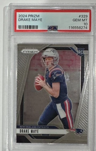 2024 Panini Prizm #329 Drake Maye Rookie RC Patriots PSA 10