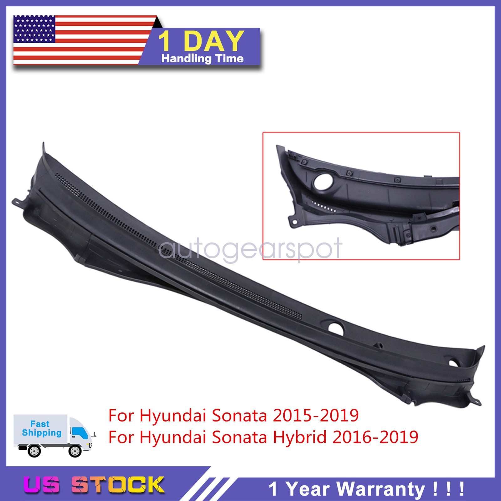 Front Windshield Wiper Cowl Panel Vent 86150C1000 For 2015-2019 Hyundai Sonata