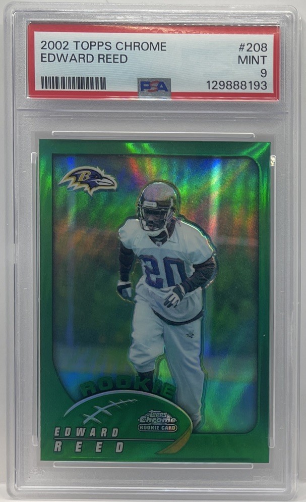 ED REED 2002 TOPPS CHROME #208 ROOKIE REFRACTOR RC RAVENS PSA 9 MINT RAVENS SP
