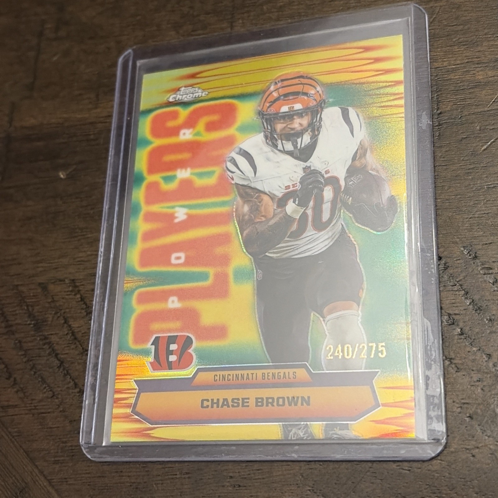 2025 Topps Chrome Football Power Players Chase Brown #PP-19 Yellow /275