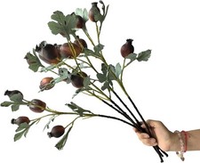 Tallos de frutas de amapola artificiales de 4 ramas, ramo realista táctil a mano