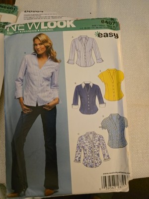 New Look 6407 EASY Semi-Fitted Button Front Shirts w Sleeve Variations Sz 10-22