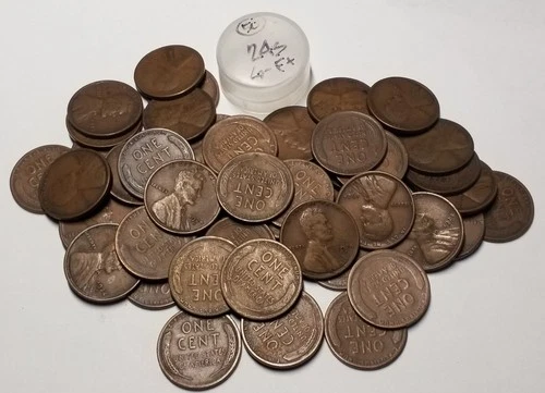 Roll of 1924-S Lincoln Wheat Cents...50 Coins.....Good to Fine