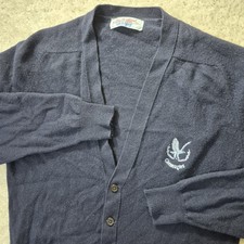 Vintage Cardigan Sweater Mens Medium Gleneagles Golf Scotland Wool Grandpa Logo