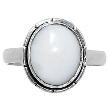 Natural White Opal 925 Sterling Silver Ring Size 9 Wholesale Jewelry USA