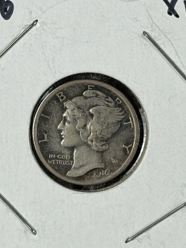 1916 Mercury Silver Dime XF, 90%, United States, 10c