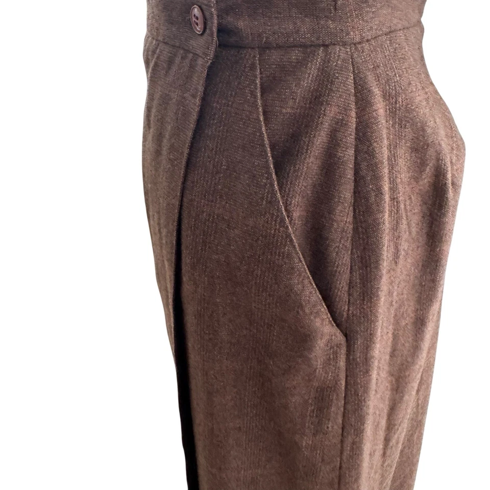 Falda envolvente de lana a cuadros vintage Diane Von Furstenberg Glen para mujer talla 8 marrón Foto 3 de 4