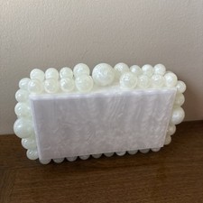 URAWOW Acrylic Evening Handbag Beads Bag for Women Graceful Shoulder White Purse