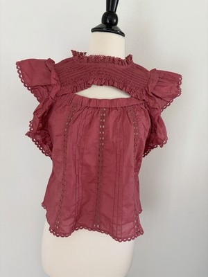Farm Rio Flatter Sleeve Embroidered Top XS NWT