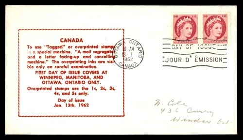 Mayfairstamps Canada FDC 1962 Tagged A Segregated Mail First Day Cover aaw_27257