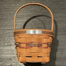 1989 Longaberger Handwoven USA Inaugural Basket with Handle 5"x4.5"