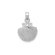 14k White Gold Scallop Shell Pendant for Women Spiritual Camino Beach Charm