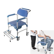 uyoyous Shower Chair with Wheels, 4-in-1 Bedside Commode Wheelchair for Elder...