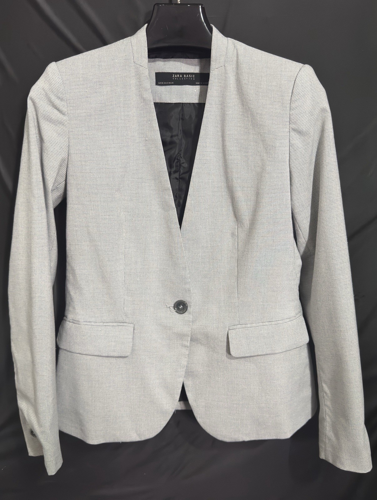 Size 4 - Zara Basic Single Button Blazer Grey Mic… - image 1