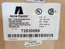 ACME ELECTRIC HUBBELL T-2-53009-S / T253009S .75 KVA NEW IN BOX SHIP SAME DAY