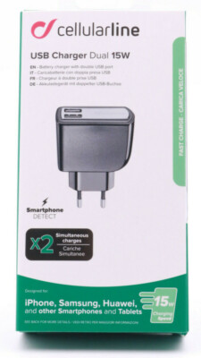 2fach USB Netz Ladegerät CELLULARLINE Dual Ultra 15W Netzteil Adapter Handy 079