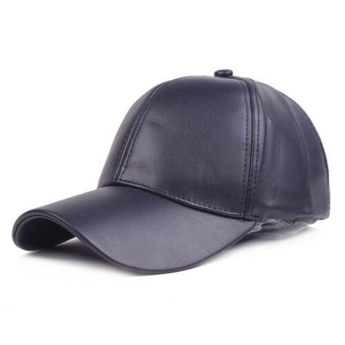 PU Leather Trucker Snapback Outdoor Baseball Sport Cap Hat Men Womens Adjustable - Picture 21 of 21