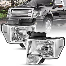 For 2009 2010 2011 2012 2013 2014 Ford F-150 F150 Pickup Chrome Headlights Pair
