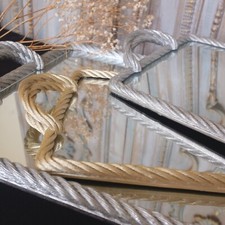 New Silver Gold Shabby Chic ROPE Design Mirrored Tray w/Handles Small/Large