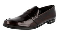 Prada Polierte Leder Penny Loafer Business Schuhe 2DE010 Braun Neu - 9,5 43,5